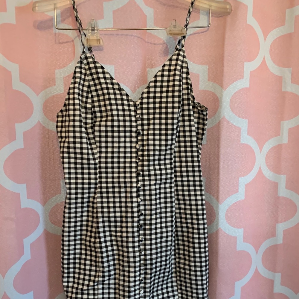 Black and White Checkered Mini Dress
